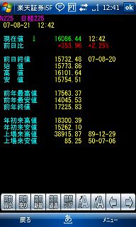 楽天証券iSPeedの画面